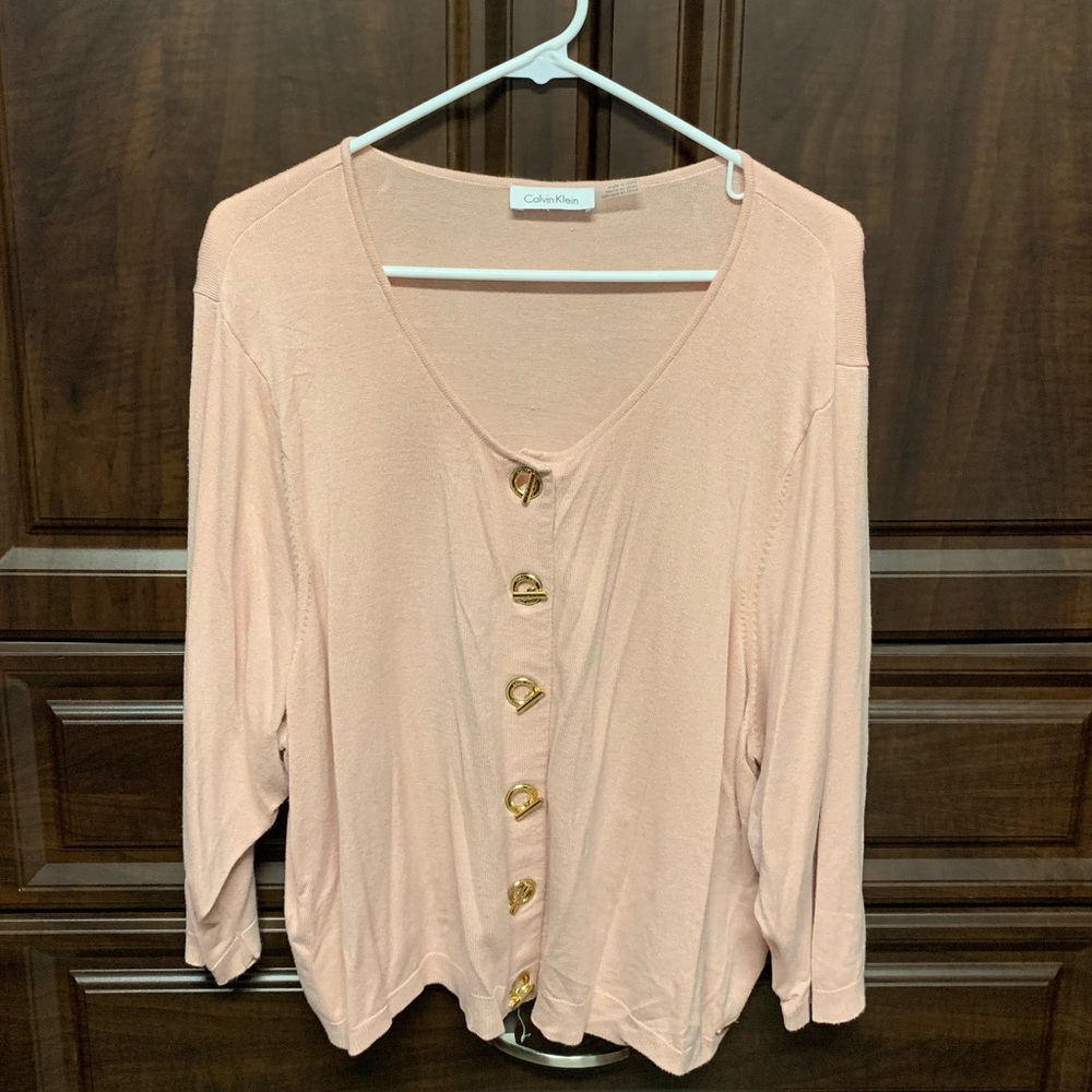 Calvin Klein Link Pink Sweater with Gold Closure